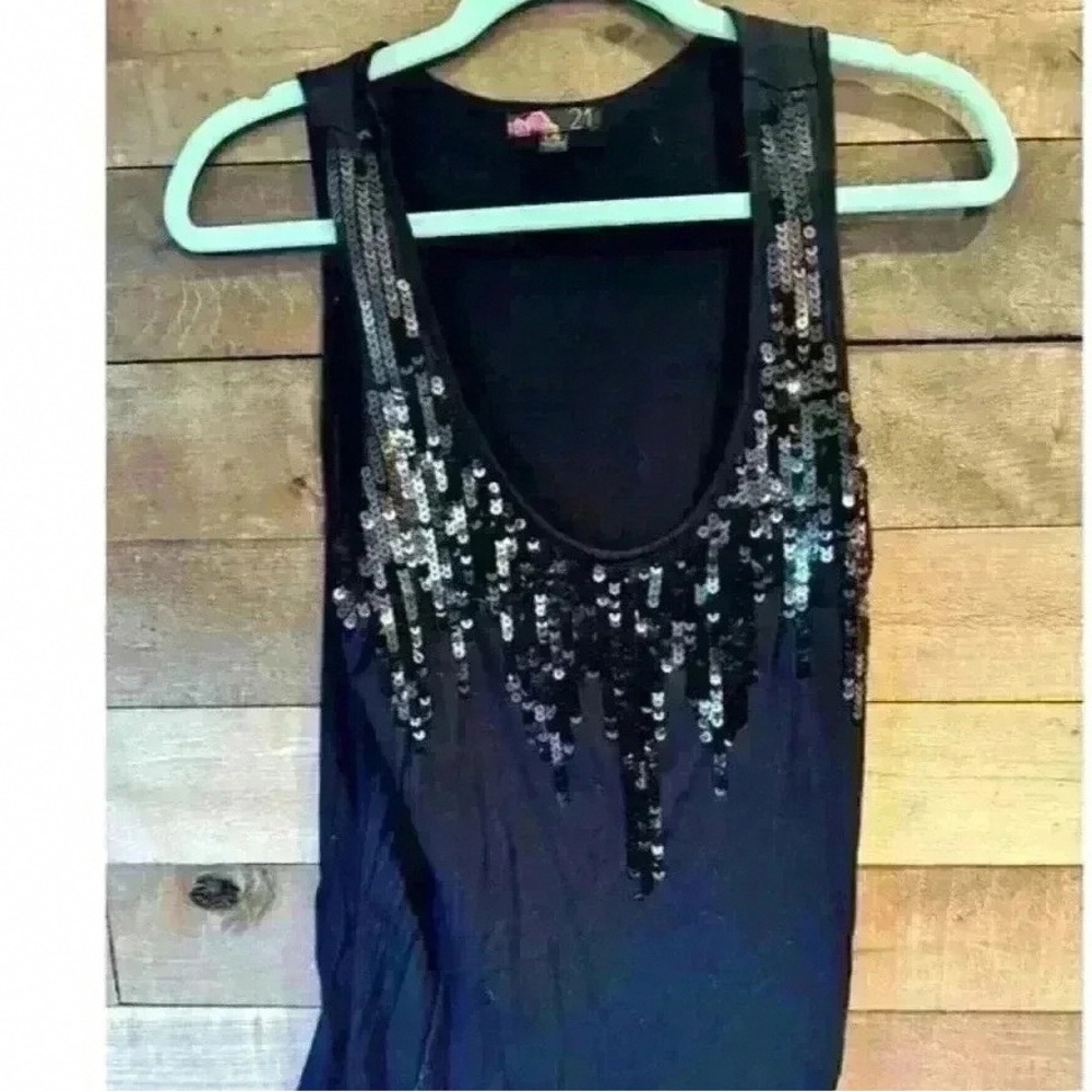 Chic Black Sequin Women's Tank Top